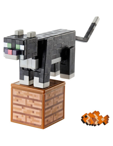 Figura de acción Gato Tuxedo Mattel Minecraft 8.26 cm