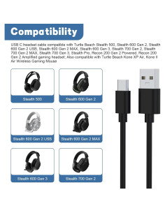 Cargador USB C Zosvoses 1.5m para Auriculares Turtle Beach 2