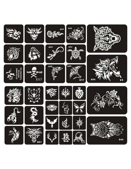 6 Plantillas de Tatuajes Temporales KOTBS A4 con 34 Patrones 6 Plantillas de Tatuajes Temporales KOTBS A4 con 34 Patrones