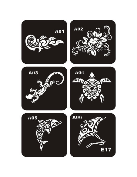 6 Plantillas de Tatuajes Temporales KOTBS A4 con 34 Patrones 6 Plantillas de Tatuajes Temporales KOTBS A4 con 34 Patrones