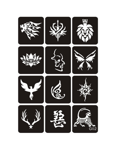 6 Plantillas de Tatuajes Temporales KOTBS A4 con 34 Patrones