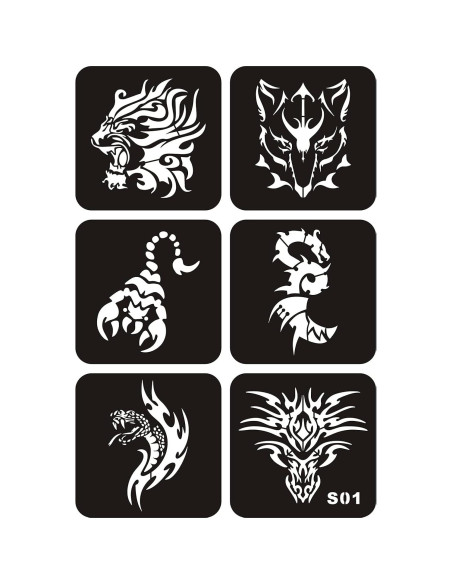 6 Plantillas de Tatuajes Temporales KOTBS A4 con 34 Patrones 6 Plantillas de Tatuajes Temporales KOTBS A4 con 34 Patrones
