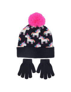 Conjunto Gorro y Guantes de Invierno Unicornio Niñas 2-8 Años
