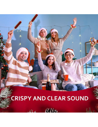 Campanas de Navidad de Mano Boao - 6 Piezas, Rojo, Madera y Metal