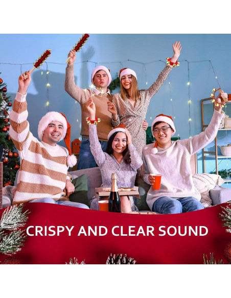 Campanas de Navidad de Mano Boao - 6 Piezas, Rojo, Madera y Metal