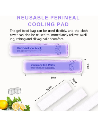 Paquetes de Hielo Perineales Reutilizables Couleurs - 2 Almohadillas + 5 Mangas