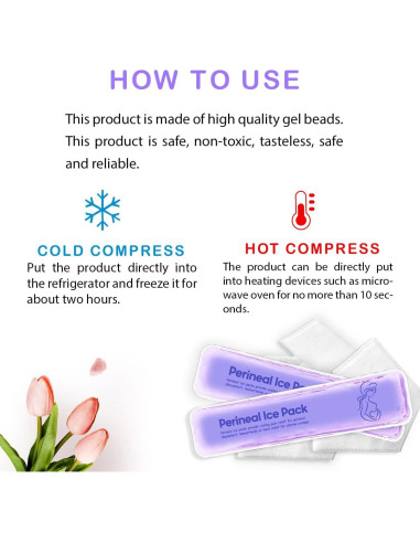 Paquetes de Hielo Perineales Reutilizables Couleurs - 2 Almohadillas + 5 Mangas