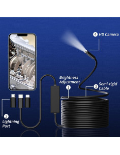 Borescopio GZPCE Doble Lente 5m HD Inspección Industrial 2