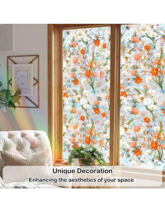 Película de Privacidad KHEIMWE 42.9x100 cm Arcoíris Floral 2