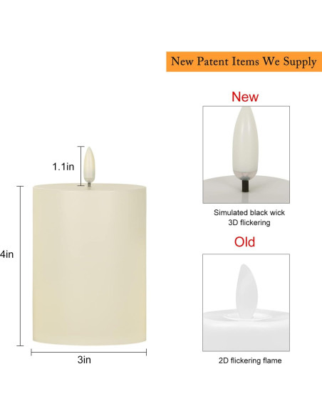 Juego de 2 Velas LED Impermeables ANGELLOONG 10x8 cm con Temporizador