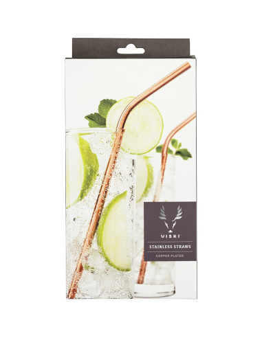 Set de 4 Popotes de Cobre Reutilizables Viski 20.32 cm