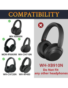 Almohadillas SOULWIT para Auriculares Sony WH-XB900N - Negro 2