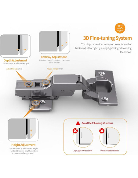 Paquete de 20 Bisagras Ocultas Chibery Cierre Suave Titanio Negro