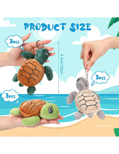 15 Llaveros Tortuga de Peluche Colorido 14 cm Hinly