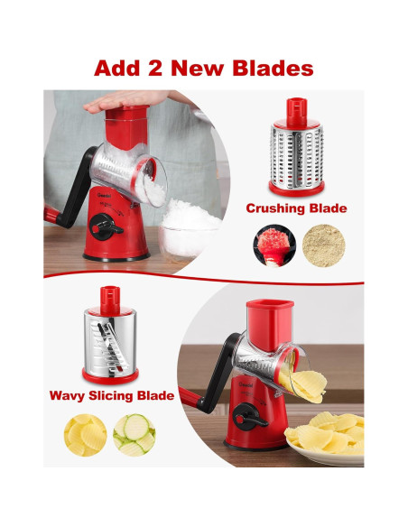 Rallador de Queso Rotatorio Geedel PS-336A5N con 5 Cuchillas