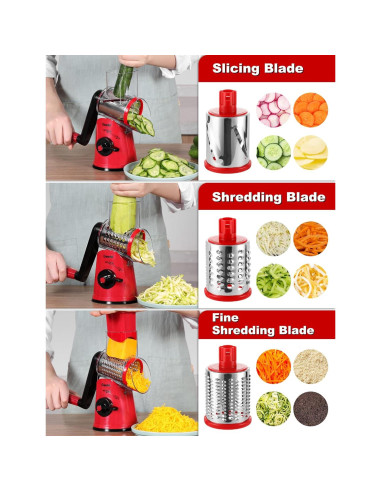 Rallador de Queso Rotatorio Geedel PS-336A5N con 5 Cuchillas