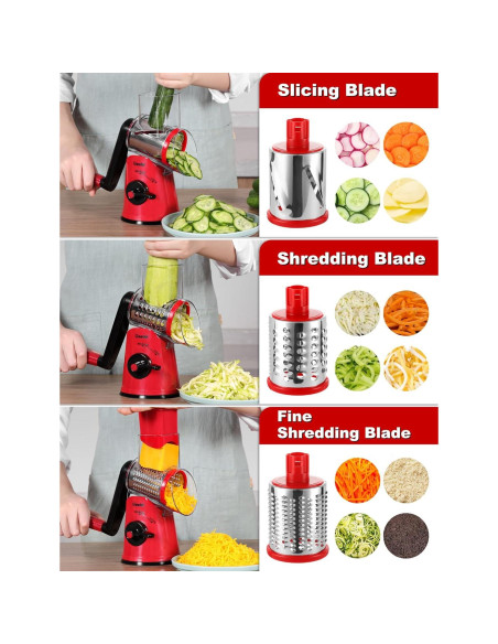 Rallador de Queso Rotatorio Geedel PS-336A5N con 5 Cuchillas