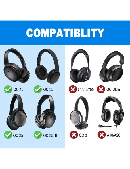 Almohadillas de Repuesto BINGLE para Auriculares Bose QC35/QC25