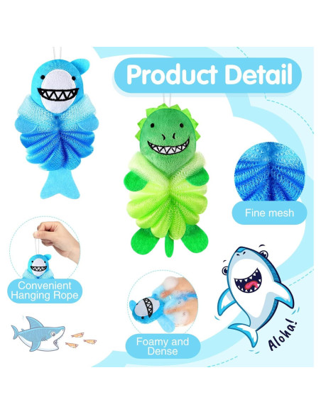 Esponjas de Baño para Niños Nuenen 2 Pcs Animales Exfoliantes