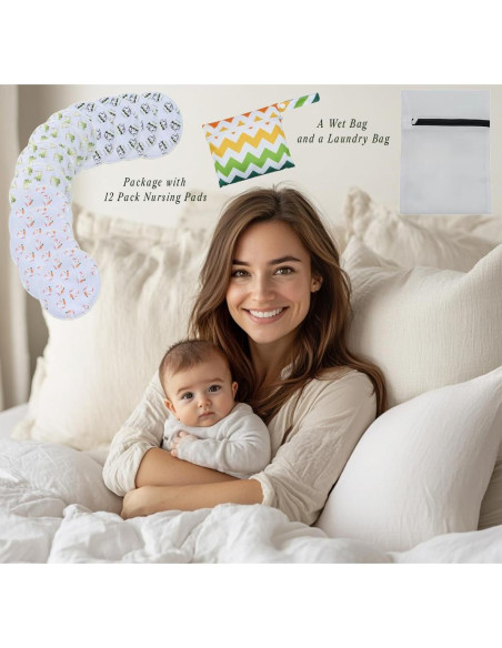Almohadillas de Lactancia Reutilizables Soothe - 12 Piezas de Bambú Almohadillas de Lactancia Reutilizables Soothe - 12 Piezas de Bambú