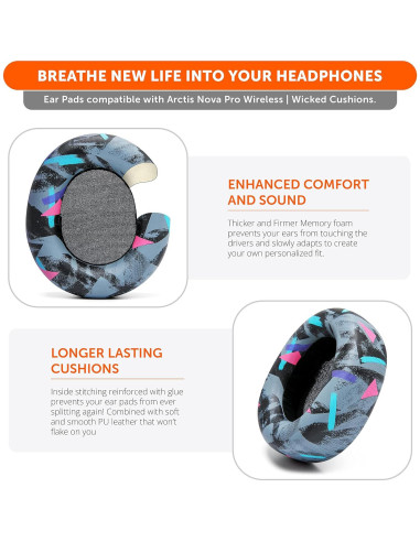Almohadillas de Reemplazo Wicked Cushions para Steelseries Arctis Nova Pro Inalámbrico - Negro