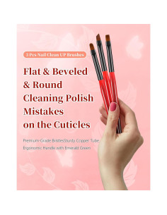 Set de 3 Pinceles de Limpieza de Uñas AMilHiTon - Resistente al Acetona 2