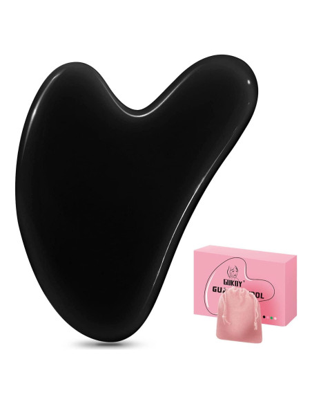 Tabla Gua Sha de Jade Natural GUKOY para Masaje Facial y Corporal