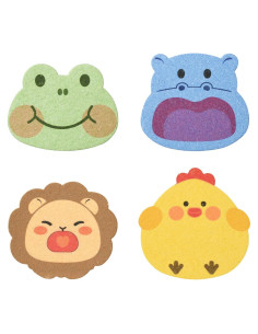 Esponjas de Baño para Niños Pumwoy 4 Pcs Animales Coloridos