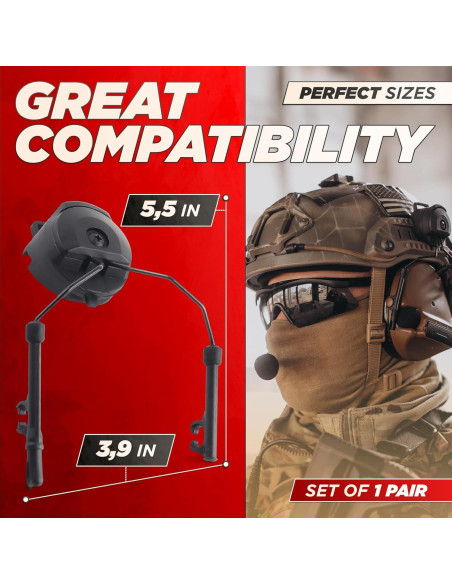 Adaptador Riel ARC Tesorrio para Auriculares Tácticos Negro