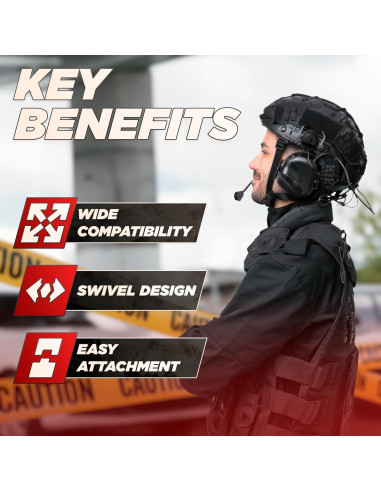 Adaptador Riel ARC Tesorrio para Auriculares Tácticos Negro