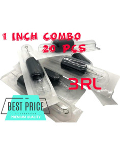 Combo Agujas y Tubos Desechables Tatmax 20Pcs 3RL 5RL 7RL 9RL 11RL 14RL 2