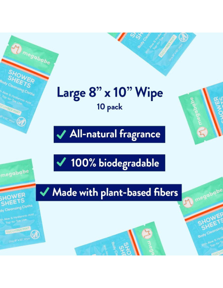 Toallitas de Ducha Megababe Pepino y Menta 10 Unidades