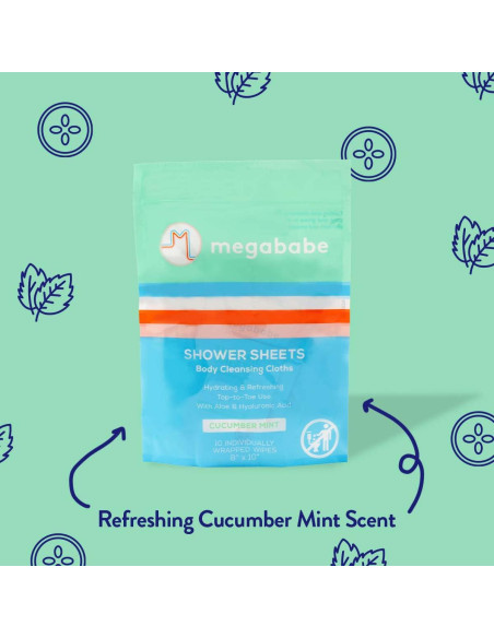 Toallitas de Ducha Megababe Pepino y Menta 10 Unidades