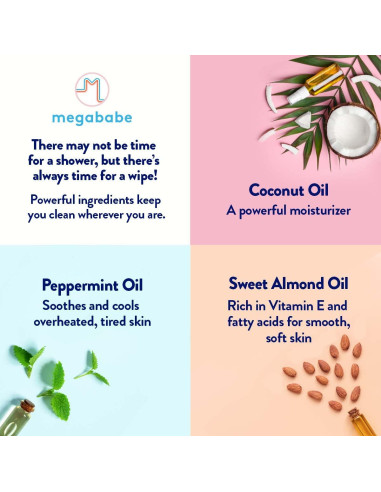 Toallitas de Ducha Megababe Pepino y Menta 10 Unidades