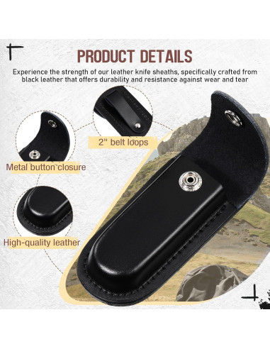 Funda de Cuchillo de Cuero Negro 10 cm con Cierre y Lazo
