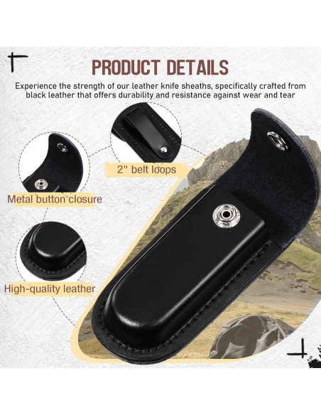 Funda de Cuchillo de Cuero Negro 10 cm con Cierre y Lazo