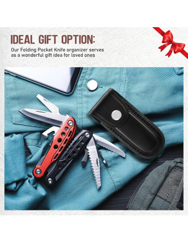 Funda de Cuchillo de Cuero Negro 10 cm con Cierre y Lazo