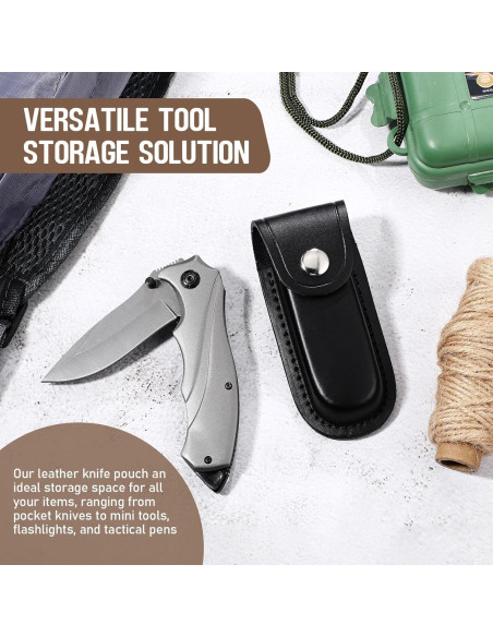 Funda de Cuchillo de Cuero Negro 10 cm con Cierre y Lazo