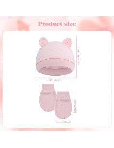 Conjunto de Gorras Turbante y Mitones para Bebés 0-6 Meses 2