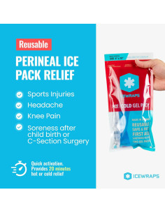 Paquete de Hielo Perineal Reutilizable IceWraps 10x25cm Azul - 2 Unidades 2