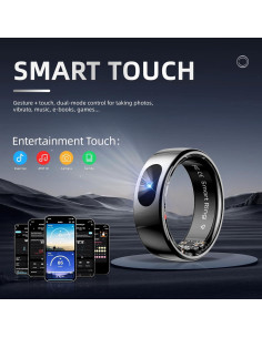 Anillo Inteligente Táctil Pro 10ATM Control Remoto Negro T7 2