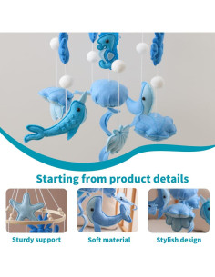 Móvil de Cuna GOODMOM Oceánico Ajustable en Fieltro - Ola Azul 2