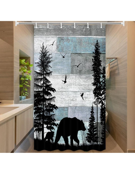 Cortina de Ducha MERCHR 91x183 cm Rústica con Ganchos