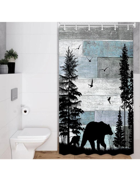 Cortina de Ducha MERCHR 91x183 cm Rústica con Ganchos