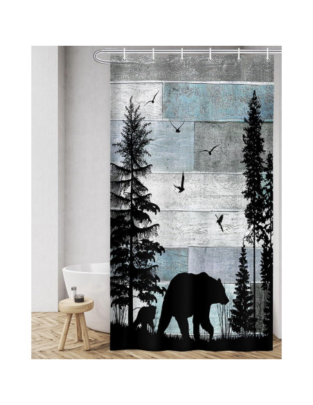 Cortina de Ducha MERCHR 91x183 cm Rústica con Ganchos