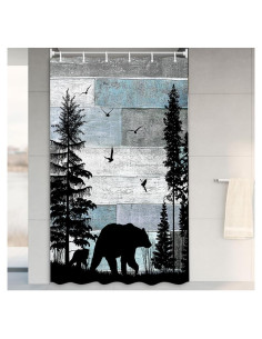 Cortina de Ducha MERCHR 91x183 cm Rústica con Ganchos