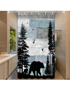 Cortina de Ducha MERCHR 91x183 cm Rústica con Ganchos 2