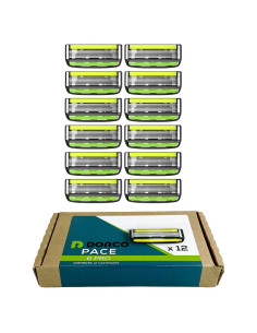 Dorco Pace 6 Pro - Sistema de Afeitado 6 Cuchillas - Recarga 12 Unidades