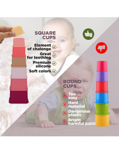 Juego de Tazas Apilables de Silicona Hexon para Bebés 1-3 Años 2