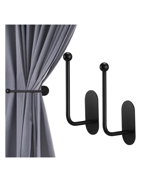 Soportes Adhesivos para Cortinas CroBlissful 2 Pcs Negro